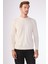 Ekru Bisiklet Yaka %100 Pamuk Düz Renk Slim Fit Erkek Triko 2