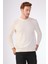 Ekru Bisiklet Yaka %100 Pamuk Düz Renk Slim Fit Erkek Triko 3