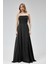 Kadın Abiye ve Mezuniyet Taşlı Drape Detaylı Yırtmaçlı Straplez Saten Abiye Elbise 4