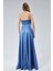 Kadın Abiye ve Mezuniyet Taşlı Drape Detaylı Yırtmaçlı Straplez Saten Abiye Elbise 2