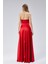 Kadın Abiye ve Mezuniyet Taşlı Drape Detaylı Yırtmaçlı Straplez Saten Abiye Elbise 2