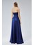 Kadın Abiye ve Mezuniyet Taşlı Drape Detaylı Yırtmaçlı Straplez Saten Abiye Elbise 2