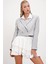 Çizgili Kruvaze Crop Blazer Ceket 3
