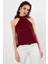 Kadın Bordo Halter Yaka Bluz LPP1273 2