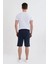 Erkek Lacivert Beli Lastikli Cepli Şort Düz Desenli Nefes Alabilir Günlük Kullanım 1