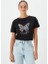 2477 Kelebek Baskılı Siyah Kadın T-Shirt - 90 1