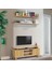 Helena Tv Sehpası Atlantik Çam Renkli Açık Raflı 2 Kapaklı Model 140x36x60 Cm 1