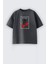 Kız Çocuk Kiraz Baskılı Bisiklet Yaka Pamuklu Tshirt 1