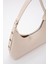 Krem SHK82 Baget Model Tek Bölmeli Kadın Suni Deri Kol ve Omuz Çantası 4