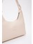 Krem SHK82 Baget Model Tek Bölmeli Kadın Suni Deri Kol ve Omuz Çantası 6