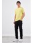 Sarı Bisiklet Yaka Pamuklu Düz Renk Slim Fit Erkek T-shirt 2