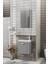 Minila 45 cm Banyo Dolabı,Seramik Lavabolu, Aynalı,Lavabo Dahil,Mdf,Mat Gri 3