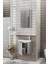 Minila 45 cm Banyo Dolabı,Seramik Lavabolu, Aynalı,Lavabo Dahil,Mdf,Mat Gri 4