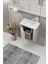 Minila 45 cm Banyo Dolabı,Seramik Lavabolu, Aynalı,Lavabo Dahil,Mdf,Mat Gri 5