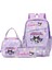 3pcs/set Sevimli Karikatür Kuromi Backpacks Öğle Yemeği Çantası Kalem Çantası Genç Kadın Erkekler Okul Öğrencileri Sırt Çantası Karikatür Okul Çantası Mochila Renk: Mor (Yurt Dışından) 1