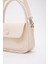 Krem SHK97 Suni Deri Ön Cep Detaylı 2 Bölmeli Ayarlanabilir Askılı El,kol ve Omuz Çantası 7