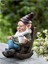 Gnome Cüce Sallanan Sandalye Süsü Reçine Açık Bahçe Dekorasyonu Patio Rahatça Çay Içmek Tembel Dekorasyon (Yurt Dışından) 4