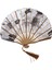 Çin Gri Şakayık Çiçeği Kumaş Bambu Katlanır Dans El Yelpazesi Beyaz (Yurt Dışından) 2