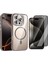 Apple iPhone 15 Pro Max Kılıf Standlı ve Kamera Lens Hediyeli M-Safe Şarj Özellikli Zore Etro Kapak + Hayalet Ekran Koruyucu 1