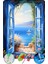 5D Elmas Boyama Seti – Mavi Pencere ve Deniz Manzarası | 40x50 cm - Tuvale Gerili Diamond Painting Sayılarla Boyama Elmas Mozaik Tablo 1