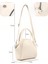 Krem SHK132 Suni Deri, Fermuarlı Tek Bölmeli, Çıtçıt Detaylı ,el, Kol ve Omuz Çantası 4