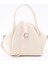 Krem SHK132 Suni Deri, Fermuarlı Tek Bölmeli, Çıtçıt Detaylı ,el, Kol ve Omuz Çantası 6