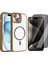 Apple iPhone 15 Kılıf Standlı ve Kamera Lens Hediyeli M-Safe Şarj Özellikli Zore Etro Kapak + Hayalet Ekran Koruyucu 1