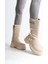 Jet-Lucy Lastikli Fermuarlı Paraşüt Kumaş Rugan Kadın Bot Ckt - Krem 3