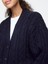 Kadın Lacivert Yün Karışımlı Cable Örgü Oversize Hırka 3