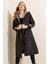 Siyah Kadın Trençkot 9091 3