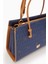 Lacivert Petek Baskılı Üç Gözlü Kadın El Çantası 4