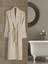 Unisex Büyük Beden Şalyaka Model Bornoz-Banyo-Sauna-Wellness Spa-Hamam-Pamuklu-3xl 4xl-Açık Kahve 2