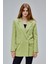 Açık Haki Regular Astarlı Kruvaze Kapama Dokuma Oversize Blazer Ceket 1