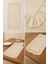 Sade Fırfırlı Ekru Runner Dekoratif Orta Sehpa Örtüsü 30X80 Cm 2
