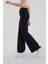 Kadın Solmayan Siyah Yüksel Bel Bol Paça Jeans Palazzo Pantolon 2