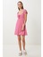 Desenli Mini Örme Elbise LUB0167 Koyu Pembe 1