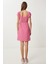 Desenli Mini Örme Elbise LUB0167 Koyu Pembe 4