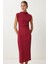 Büzgülü Midi Krinkıl Örme Elbise LUB0209 Bordo 2