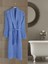 Unisex Büyük Beden Şalyaka Model Bornoz-Banyo-Sauna-Wellness Spa-Hamam-Pamuklu-3xl 4xl-Mavi 2