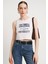 Lupinn Moda Kadın Columbia Yazılı Beyaz Crop Atlet – Spor & Günlük Tarz Için Kolsuz Üst 1