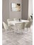 Milas Beyaz 80X132 Açılabilir Mdf Masa Yemek Odası Takımı, Mutfak Takımı 6 Adet Sandalye 1