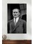 Siyah Beyaz Takım Elbiseli Atatürk Portresi Cam Tablo, Ev Ofis Dekoru, Hediyelik Duvar Dekorasyonu 1