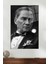 Siyah Beyaz Mustafa Kemal Atatürk Portresi Cam Tablo, Ev Ofis Dekoru, Hediyelik Duvar Dekorasyonu 1