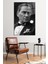 Siyah Beyaz Mustafa Kemal Atatürk Portresi Cam Tablo, Ev Ofis Dekoru, Hediyelik Duvar Dekorasyonu 2
