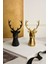 2 Li Set Geyik Figürlü Obje Tasarım Modern Dekoratif Hediyelik Biblo Siyah-Gold 16CM Altın Varak 1