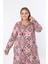 Kadın Büyük Beden Desenli Velikralı Viskon Kumaş Elbise 5