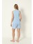 Mavi Care Way Şortlu Askılı Pijama Takım 2