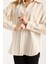 Çizgili Krem Keten Gömlek 2