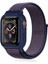 Apple Watch 38MM Hasırlı Cırtcırtlı Kasalı Kordon - Lacivert-Mürdüm - 13975-3438 1