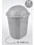 Şık Yuvarlak Çöp Kovası, Oynar Kapaklı, 22 Litre, Gri Renk, 32,5X46,5 cm 1
